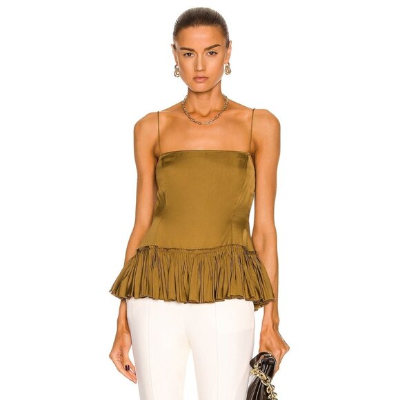 KHAITE Emilia Top in Khaki Brown Straps - Picture 1 of 4